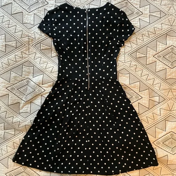 H&M dress, knee-length. Black with white polka dots. Size: US 4. - Picture 2 of 5
